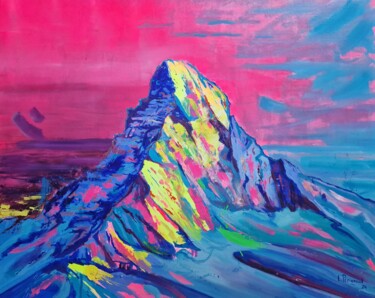 「Cervin Matterhorn d…」というタイトルの絵画 Ludovic Perrenoudによって, オリジナルのアートワーク, オイル ウッドストレッチャーフレームにマウント