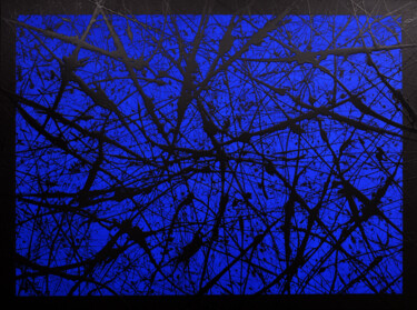 Painting titled "Seule est la Nuit /…" by Ludovic Biquand, Original Artwork, Acrylic Mounted on Wood Stretcher frame