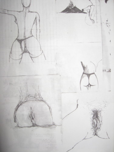 Drawing titled "nudité" by Ludovic Grumel, Original Artwork, Ballpoint pen