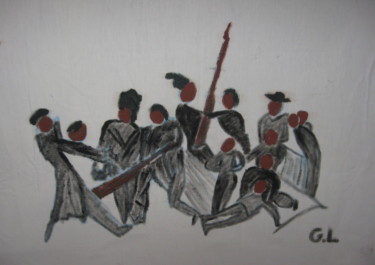 Peinture intitulée "guerriers" par Ludovic Grumel, Œuvre d'art originale, Huile