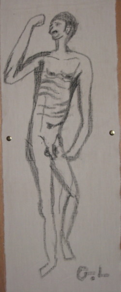 "homme nu décharné" başlıklı Resim Ludovic Grumel tarafından, Orijinal sanat, Mum boya