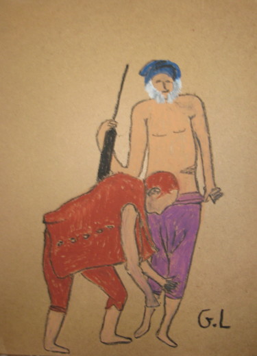 Disegno intitolato "les pélerins" da Ludovic Grumel, Opera d'arte originale, Matite colorate