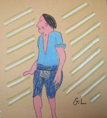 Dessin intitulée "le paysan" par Ludovic Grumel, Œuvre d'art originale, Conté