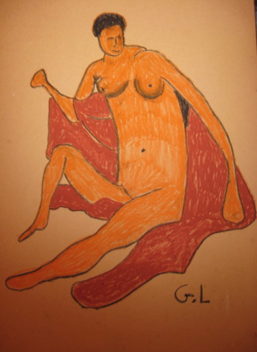Drawing titled "androgyne" by Ludovic Grumel, Original Artwork, Conté