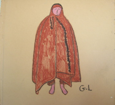 Drawing titled "la nonne aux pieds…" by Ludovic Grumel, Original Artwork, Conté