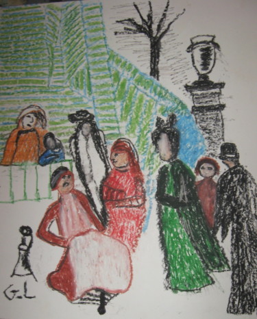 Drawing titled "parade" by Ludovic Grumel, Original Artwork, Conté
