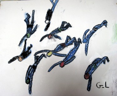 Dessin intitulée "la chute" par Ludovic Grumel, Œuvre d'art originale, Conté