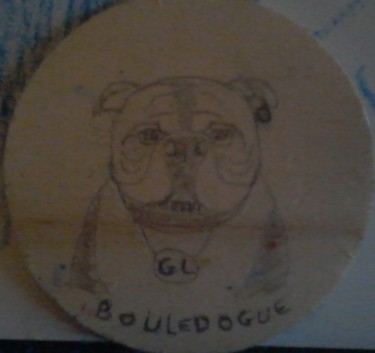 Drawing titled "bouledogue" by Ludovic Grumel, Original Artwork, Pencil
