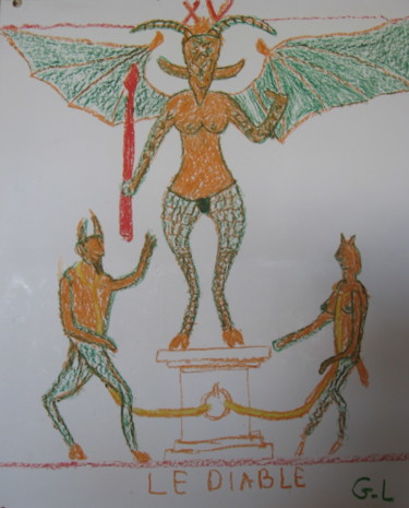 Dessin intitulée "le diable" par Ludovic Grumel, Œuvre d'art originale, Crayon