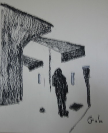 Dessin intitulée "homme dans le broui…" par Ludovic Grumel, Œuvre d'art originale, Crayon