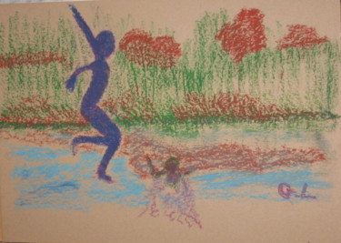 Drawing titled "jeu d'eau" by Ludovic Grumel, Original Artwork, Pencil