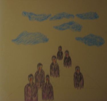Dessin intitulée "moines" par Ludovic Grumel, Œuvre d'art originale, Crayon