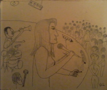 Drawing titled "concert" by Ludovic Grumel, Original Artwork, Pencil