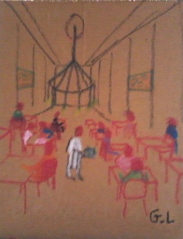 Dessin intitulée "restaurant" par Ludovic Grumel, Œuvre d'art originale, Conté
