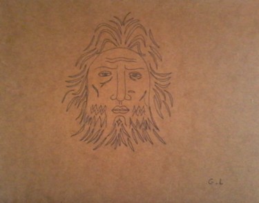 Drawing titled "zeus" by Ludovic Grumel, Original Artwork, Pencil
