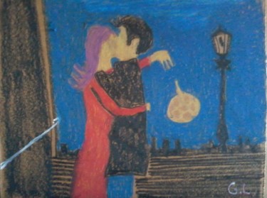 Dessin intitulée "le baiser" par Ludovic Grumel, Œuvre d'art originale, Conté
