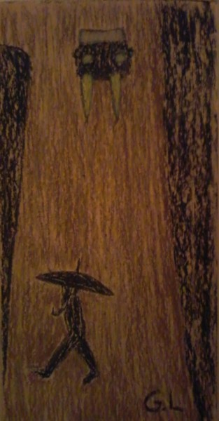 Dessin intitulée "passager de la pluie" par Ludovic Grumel, Œuvre d'art originale, Crayon