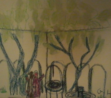 Dessin intitulée "jardin" par Ludovic Grumel, Œuvre d'art originale, Crayon