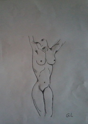 Drawing titled "nu" by Ludovic Grumel, Original Artwork, Ink