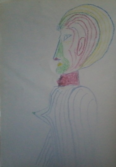 Рисунок под названием "tu seras moche ma f…" - Ludovic Grumel, Подлинное произведение искусства, Цветные карандаши