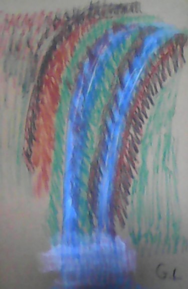 Dessin intitulée "Les chutes d'eau" par Ludovic Grumel, Œuvre d'art originale, Crayon