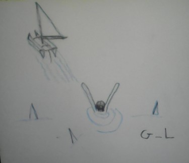 Рисунок под названием "au large" - Ludovic Grumel, Подлинное произведение искусства, Цветные карандаши