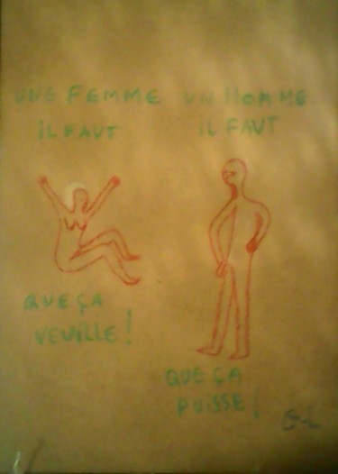 Drawing titled "une femme faut que…" by Ludovic Grumel, Original Artwork, Conté