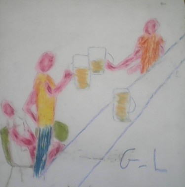 Dessin intitulée "les retrouvailles" par Ludovic Grumel, Œuvre d'art originale, Crayon