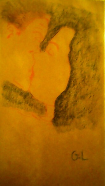 Dessin intitulée "un baiser" par Ludovic Grumel, Œuvre d'art originale, Crayon