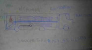 Desenho intitulada "camion couchettes" por Ludovic Grumel, Obras de arte originais, Conté