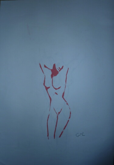 Painting titled "femme (bombée)" by Ludovic Grumel, Original Artwork, Stencil