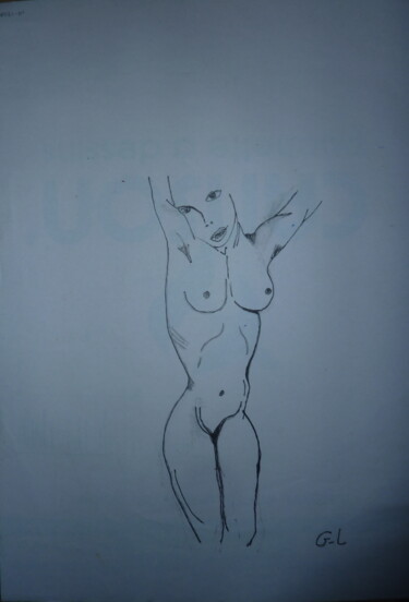 Картина под названием "femme (original)" - Ludovic Grumel, Подлинное произведение искусства, Карандаш