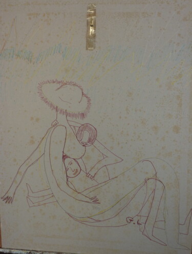 Peinture intitulée "l'amour physique" par Ludovic Grumel, Œuvre d'art originale, Crayon