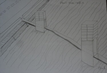 Painting titled "pont habitable" by Ludovic Grumel, Original Artwork, Pencil