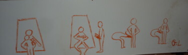 Картина под названием "performance sexe" - Ludovic Grumel, Подлинное произведение искусства, Пастель