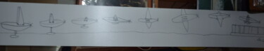 Drawing titled "bateau § avion" by Ludovic Grumel, Original Artwork, Pencil