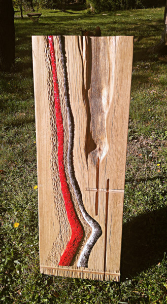 Sculpture intitulée "Complicité" par Ludovik Bost  Totems Cambium-Même, Œuvre d'art originale, Bois