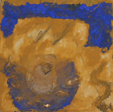 Painting titled "Blau auf Ocker" by Ludwig Brogl, Original Artwork