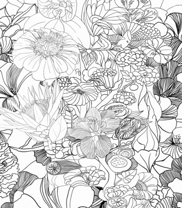 Digitale Kunst mit dem Titel "Flowers" von Ludwig Brogl, Original-Kunstwerk, Digitale Malerei