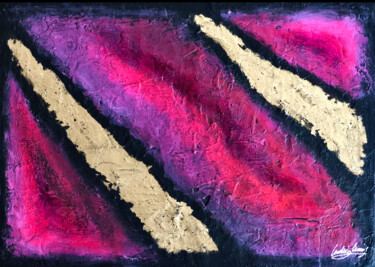 Painting titled "Pink Black Gold" by Ludwig Louis, Original Artwork, Acrylic