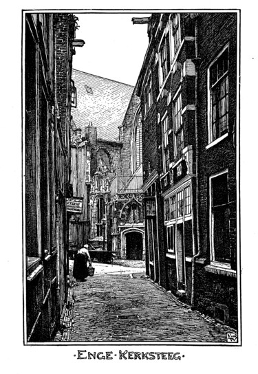Printmaking titled "Enge Kerksteeg Amst…" by Ludwig Willem Reymert Wenkenbach, Original Artwork, Digital Print