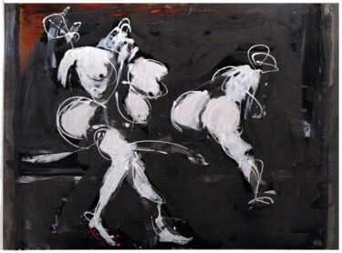 Malerei mit dem Titel "Drei #2" von Ludwig Zeininger, Original-Kunstwerk, Acryl Auf Holzplatte montiert
