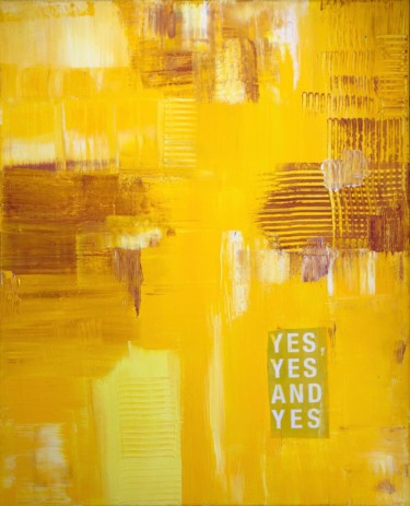 Painting titled "Yes" by Ludwika Pilat, Original Artwork, Acrylic Mounted on Wood Stretcher frame