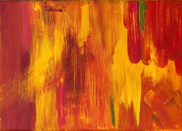 Painting titled "Fire" by Ludwika Pilat, Original Artwork, Acrylic Mounted on Wood Stretcher frame