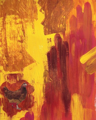 Painting titled "Mad chicken #Artist…" by Ludwika Pilat, Original Artwork, Acrylic