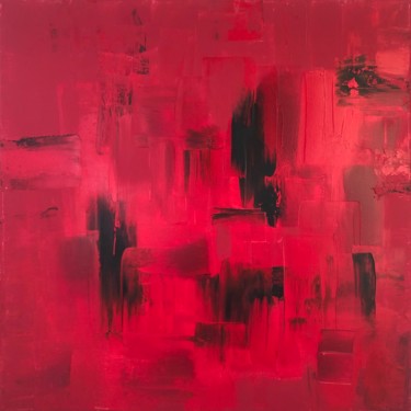 Painting titled "Ruby" by Ludwika Pilat, Original Artwork, Acrylic Mounted on Wood Stretcher frame