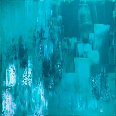 Картина под названием "Emerald III" - Ludwika Pilat, Подлинное произведение искусства, Акрил Установлен на Деревянная рама д…