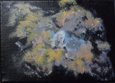 Painting titled "The eagle nebula" by Luethi Alias Abdelghafar, Original Artwork, Oil Mounted on Wood Stretcher frame