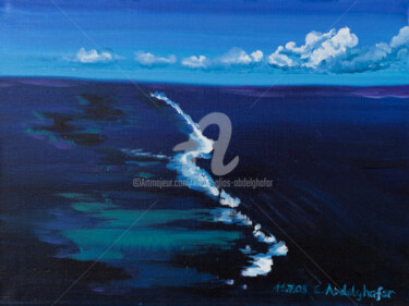 Painting titled "Korallenriff" by Luethi Alias Abdelghafar, Original Artwork, Oil Mounted on Wood Stretcher frame
