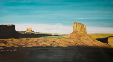 Painting titled "Monument Valley Pan…" by Luethi Alias Abdelghafar, Original Artwork, Oil Mounted on Wood Stretcher frame